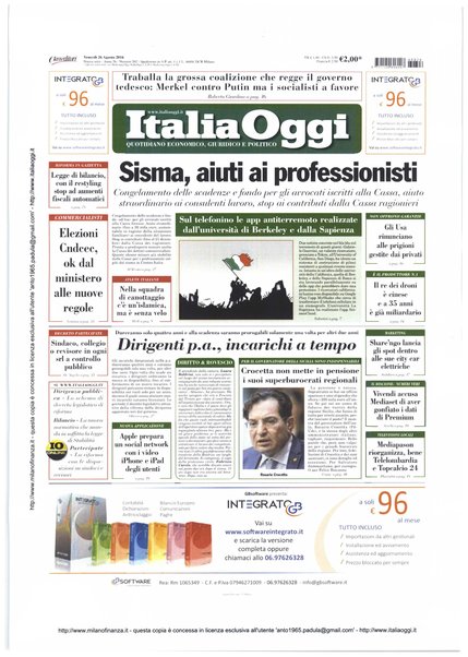 Italia oggi : quotidiano di economia finanza e politica